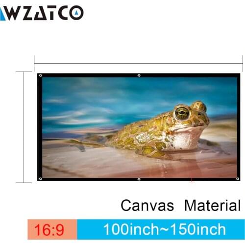 WZATCO 100inch/120inch/150inch 16:9 Projection Screen Canvas Movie Foldable HD Projection Screen for SONY BenQ DLP LED projector