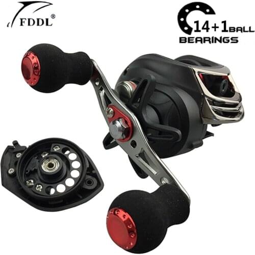 FDDL 14+1bb BALL BEARINGS 6.3:1 Metal Bait Casting Fishing Reels low profile reel Feeder Fishing Reel BaitCasting Reel shimano