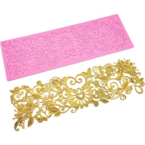 Flower Pattern Lace Mold Silicone Sugar Lace Pad Cake Brim Decoration Mold Kitchenware DIY Tool K658