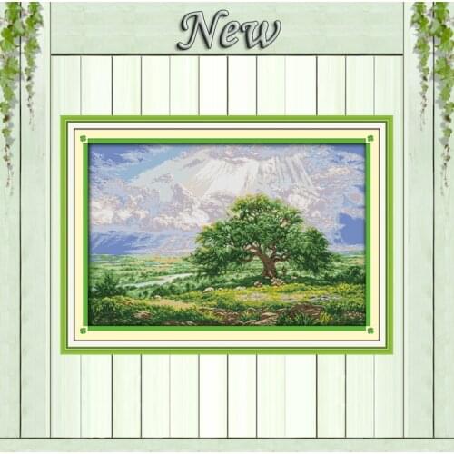 The wishing tree scenery painting counted print on canvas DMC 14CT 11CT DIY Cross Stitch chinese Embroidery Needlework kits Sets