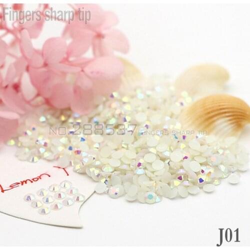 2017 FingersSharp Tip 1000pcs 3mm Milk Jelly beads nail art new whiteAB flat nail DIY mobile phone shell decorative diamond J01