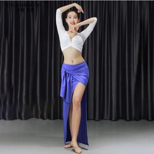 Women Dance Clothing Practice Class Wear Belly Dance Costume Set Girls Irregular Modal Top+Skirt Bellydance Clothing For Women
