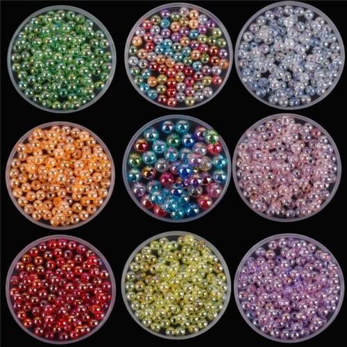 6/8/10mm 50-100pcs/lot Candy AB Color Round Acrylic Bead Loose Spacer Beads For Jewelry Making DIY Bracelet Earring