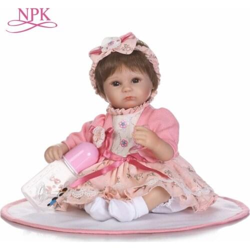 NPK Boneca Reborn 18inch Soft Silicone Vinyl Dolls 43cm Soft Silicone Reborn Baby Doll Newborn Lifelike Bebes Reborn Dolls