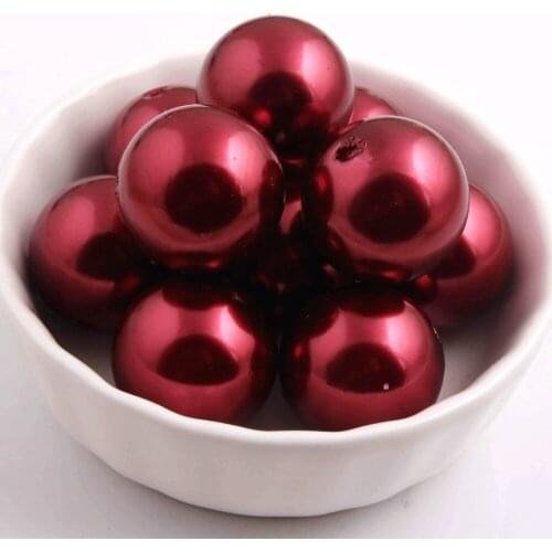 Kwoi vita A43 dark red color Chunky Fashion 20mm acrylic 100pcs a lot Imitation Pearl beads for kids Beaded Jewelry