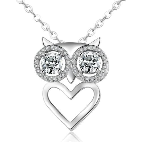 ZSLBS Fashion Crystal Pendant Clavicle Chain Necklace Women Silver Copper Zircon Charm Cute Owl Necklaces Jewelry Collane Donna