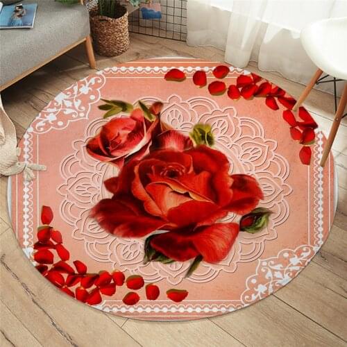 Fashion Rose by Ismot Esha Bedroom Carpets Flower Round Area Rug for Living Room Pink Floor Mat 3D Print Petal Round Carpet