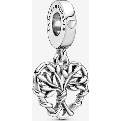 2020 Winter New Christmas Gift Jewelry Fit Original Pandora Bracelet 925 Sterling Silver Beads Heart Family Tree Dangle Charm