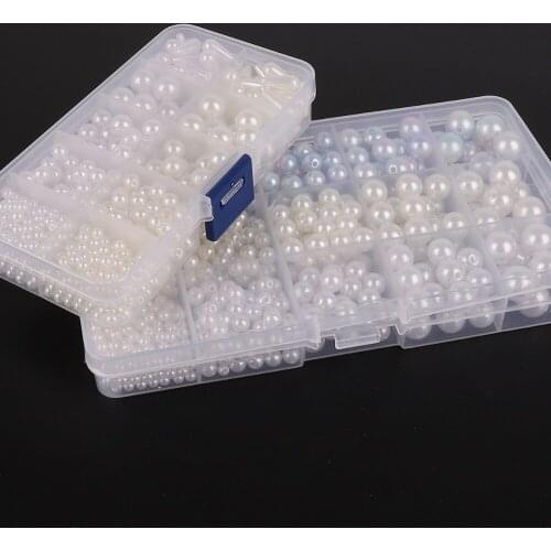 Wholesale 600/1300Pcs Multiple sizes Pearl Imitation ABS Beads Kit Box Storage Crafts For DIY Scrapbook Decoration