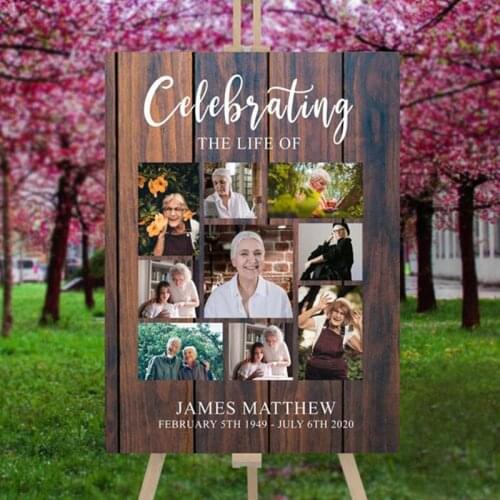 Funeral Picture Poster, Welcome Sign Display Guest Book Table, Celebration of Life Memorial Photo Gift Favor
