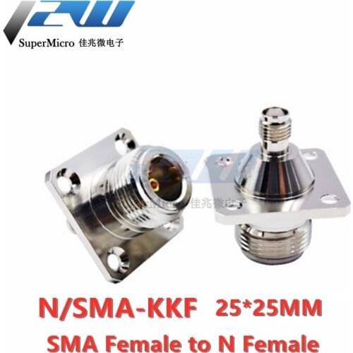 RF connector N/SMA-KKF N-type female to SMA female with flanged mounting plate 25*25MM
