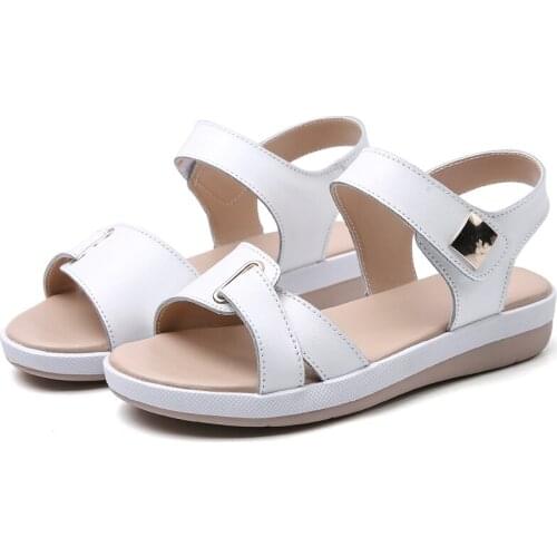 Summer Leather Flat Sandals Women Shoes Open Toe Gladiator Shoes Woman Buckle Ladies Beach Sandals Flipflop Casual Platform Shoe