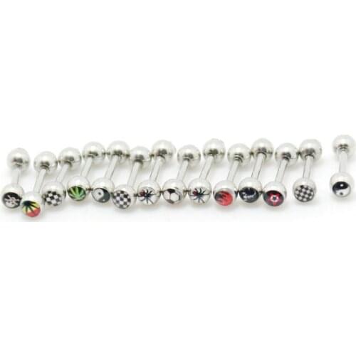 2pcs 1.2*6*3mm 16G Logo Picture Body Jewelry Stainless Steel Barbell Ear Piercing Tragus Cartilage Earrings Stud