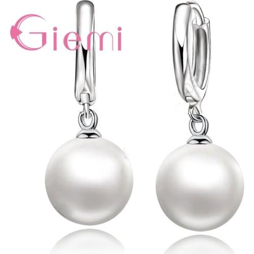 New Fashion Good Selling 925 Sterling Silver Pearl Earrings Accessories White Pearl Hoop For Women/Girls Wedding Jewelry