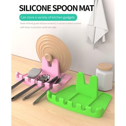 Silicone Spoon Holder Large Spoon Holder Kitchen Two-in-one Silicone Spoon Holder Soup Spoon Holder Pot Cover Holder