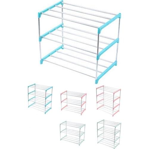 3/4 Layers Shoe Rack Storage DIY Assembled Easy Installation Stainless Steel Steady Household Slipper Storage Shelf for Home