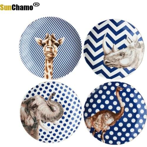 High Quality 7 Inches Animal Series Ceramic Dessert Snack Nordic Creative Rice Dish Plate Household Ceramic Candle Holder Mug