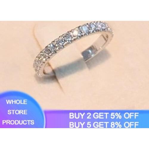YANHUI 2MM Thin 925 Silver Ring Simple Fashion White Gold Color Zircon Finger Rings For Women Girl Gifts Stackable Wedding Bands