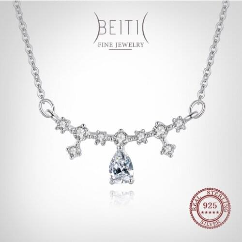 Beitil Genuine 925 Sterling Silver Fashion Water Drop Shape Pendant Necklace For Women Dazzling Clear CZ Elegant Jewelry