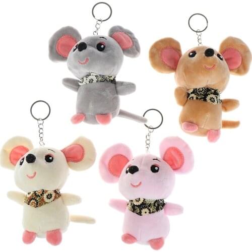 1pcs Cartoon Animal Small Mouse KeyChain Toy Soft Plush Doll Pendant Stuffed Hamster Toy New Year Gift Little Mouse Toy