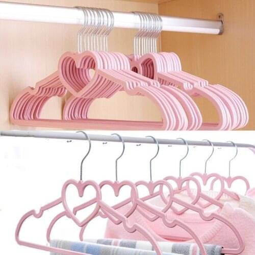 10/15/20/30PCS Clothes Hanger Durable Hanger ABS Pink Heart Pattern Coat Hanger for Adult Children Clothing Hanging Supplies