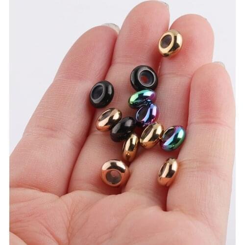 100% Stainless Steel Spacer Beads With Rubber Core Inside Positioning Stopper Beads 10mm Wholesale 100pcs