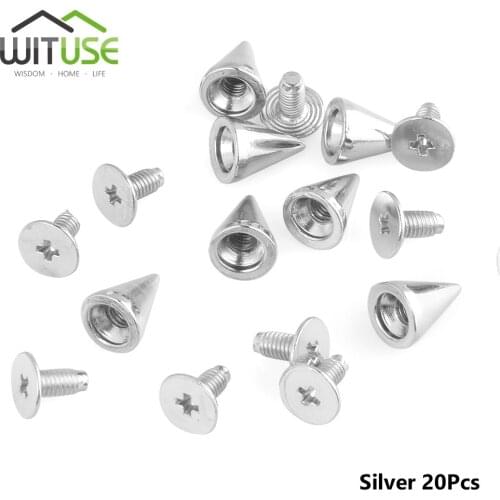 20pcs 7x10mm Silver Gold Thorns Spikes Rivets For Leather Punk Rivets Bullet With Screws DIY Tire Studs And Spikes For Clothes