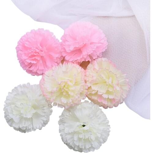20Pcs/set 9cm PomPom Flower Head Silk Artificial Carnations For Wedding Party Decoration DIY Scrapbooking Crafts Supplies