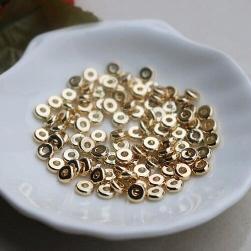 Vacuum plating gold brass round circle septa spacer sheet Beads not fade for making jewelry accessories 3-5mm 20pcs