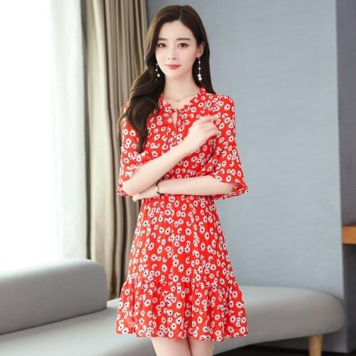 2021 High Quality Small Daisies Chiffon Sexy Dresses Summer Vintage Plus Size Mini Sundress Women Elegant Bodycon Party Vestidos