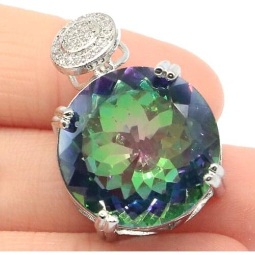 30x20mm SheCrown Big Round Gemstone Created 20mm Pink Kunzite Gift For Ladies Silver Earrings