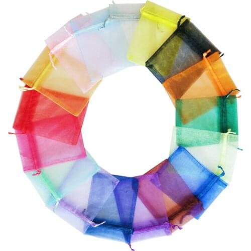 50pcs Drawstring Organza Bag Gauze Bag Jewelry Bag Packing Drawable Bag Gift Candy Cookie Bags Party Wedding Favor Goodie Bags