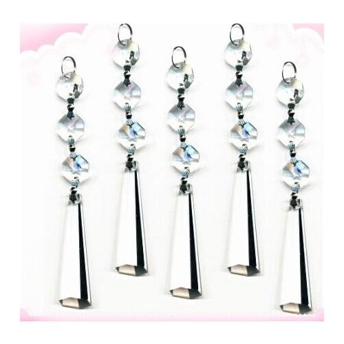 80 set/lot 3 beads+ 63mm crystal sparkle drop chandelier parts glass crystal lighting pendant wedding supply chain strand