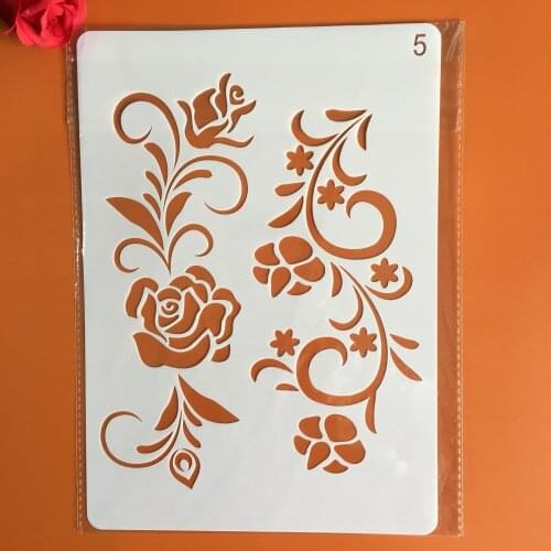A4 size rose flowers Wall Painting Stencils Stamp Scrapbook Album Decorative Embossing Craft Paper DIY Flower Label stencil