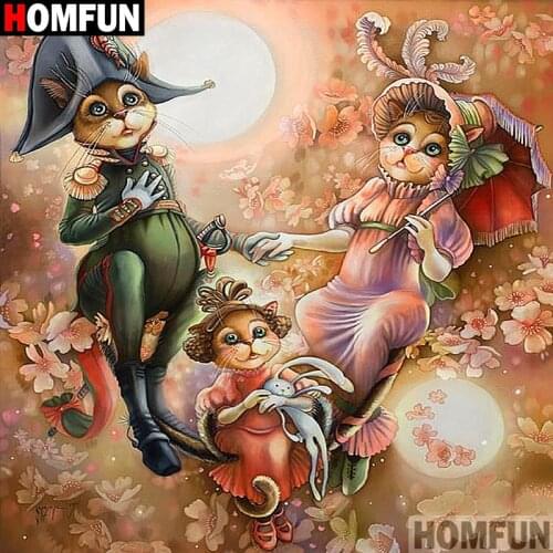 Homfun Full Square/Round Drill 5D DIY Diamond Painting "Cartoon cat" 3D Embroidery Cross Stitch Home Decor Gift A12425