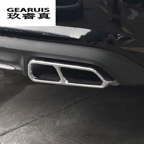 Car Styling Automobiles Tail Throat Decor Frame For Audi Q7 Exhaust Pipe Trim Covers Stickers stainless steel Auto Accessories