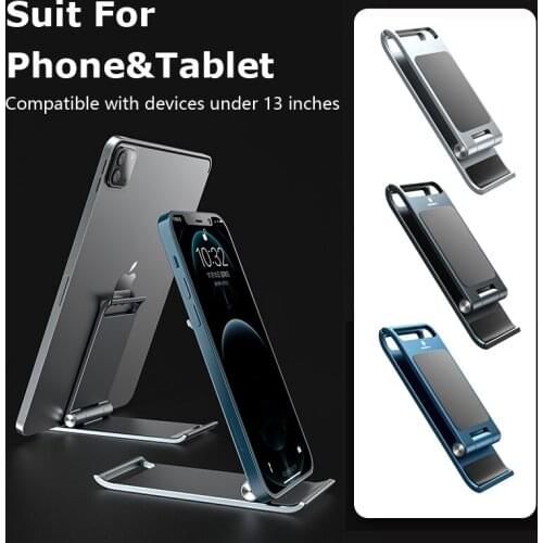 Stepless Gear Protable Phone Holder Aluminmu Alloy Lightweight Adjustment For Mobile Tablet Under 13 Inches Antiskid Strong