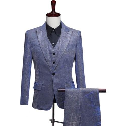 Blazer men suits designs Bright color and bright silk stage costumes for singers jacket mens clothes dance star style dress