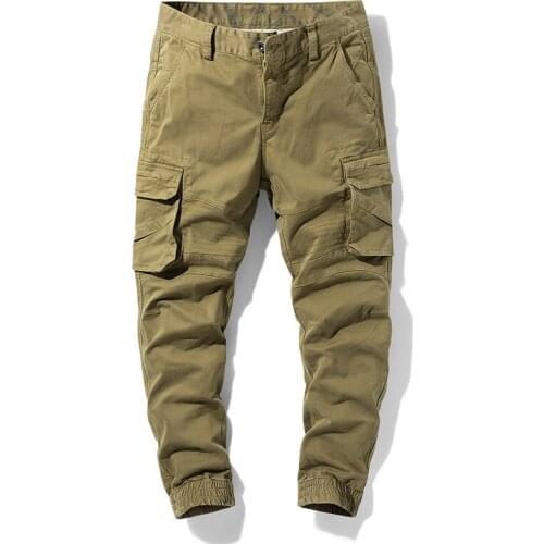 Spring Autumn New Men Jogger Cargo Pants Casual Loose Tactical Military Pants Men Big Size Solid Color Sweatpant Trousers Men