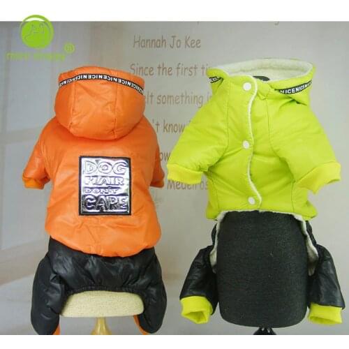 Four Legs Warm Pet Clothes With Shiny Mirror Stickers Embroidered Dogs Jumpsuit Winter Dog-Clothes Hoodies Jacket 10A