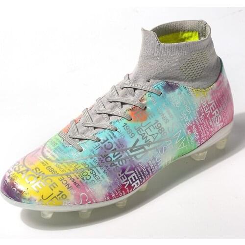 Spring Autumn Men Boys Soccer Shoes Football Boots High Top Ankle Kids Cleats Training Sport Sneakers TF/FG Soccer Cleats Shoes