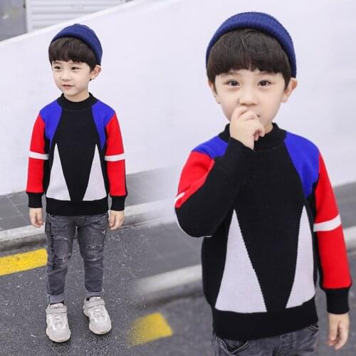 Splicing Kids Sweaters Spring Winter Baby Boys Girls Warm Knitted Bottoming Thicken Teenag Childrens Clothes School High Qualit