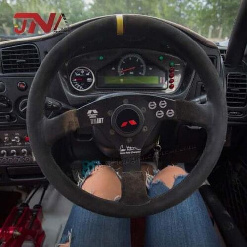 For Mitsubishi Steering Wheel 350mm Universal Racing car 14 inch Suede Leather Turning Wheel