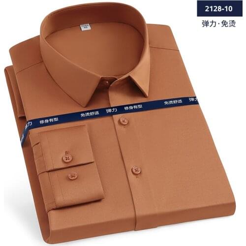 2021 New Men Shirt Long Sleeve 5XL 6XL No-Iron High Quality Luxary Cloth Business Wedding Casual Four Season Elascity Soft SH051