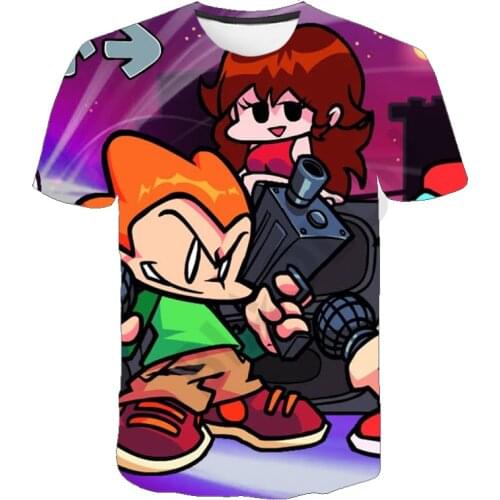 Friday Night Funkin Tshirt Unisex Boys Girls 3D Print T shirt Short Sleeve Harajuku Streetwear Video Game Fashion Kids Teen Tops