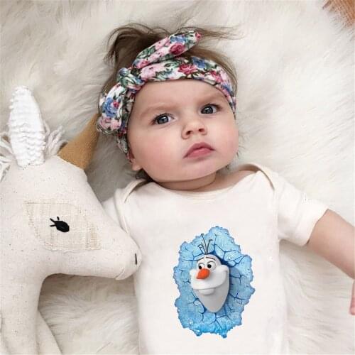 Frozen Baby Olaf Print Baby Bodysuits Unisex Infant Jumpsuit Fashion Baby Boys Girls Clothes Short Sleeve Newborn Baby Clothing