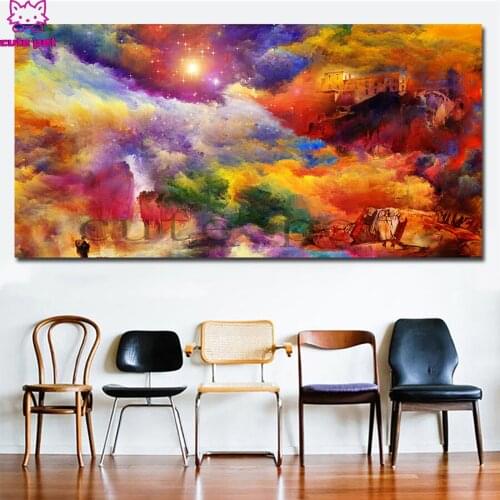 2020 round Diamond Painting Abstract Paintings Colorful Cloud ,Sky Full square Rhinestone of Picture Diamond mosaic