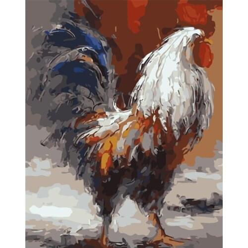 Painting By Numbers DIY Dropshipping Big size Fiercely dangerous cock Animal Acrylic House Decoration Art picture Gift
