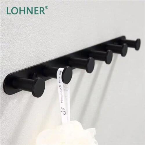 Lohner Nordic Simple Black Row Hook Hole-Free Door Creative Bathroom Shelf Wall Organizer Badkamer Accessoires Estanteria