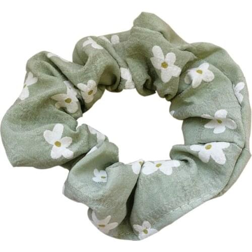 Summer Mesh Floral Cloth Orange Green Yellow Blue Pink Purple Flowers Elastic Hair Bands Ponytail Holders Headwear for Women